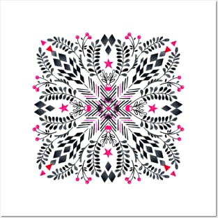 Winter Graphic Folk Art Pattern Posters and Art